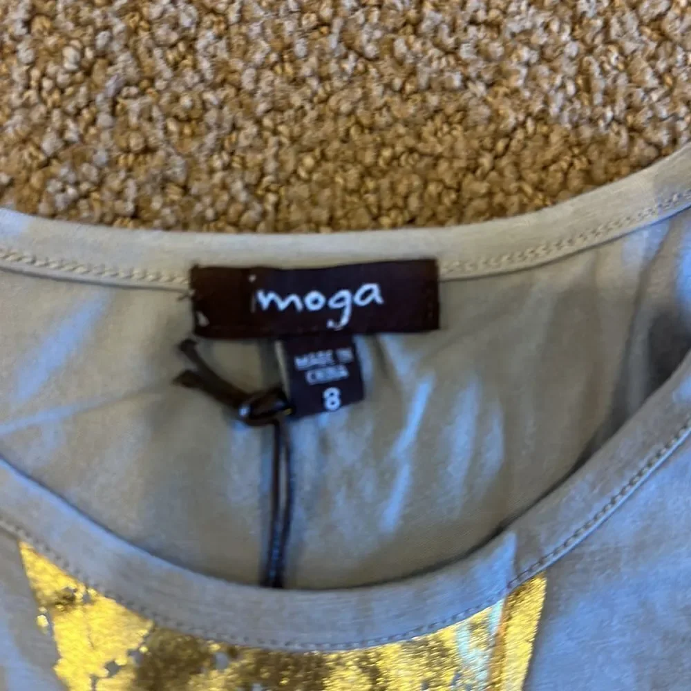 Imoga Girls Grey Tank Dress with Gold Triangle Neckline
